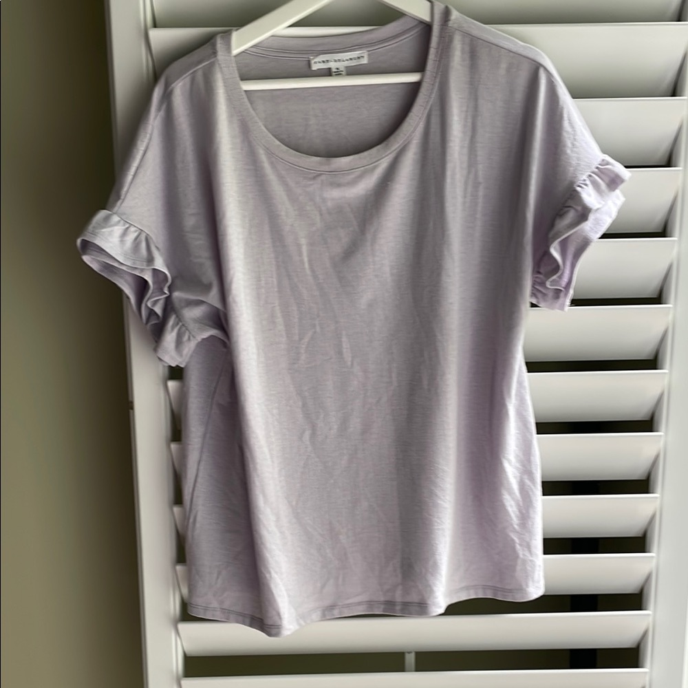 Banana Republic Purple Gray Ruffled Cuffed Sleeve Tee